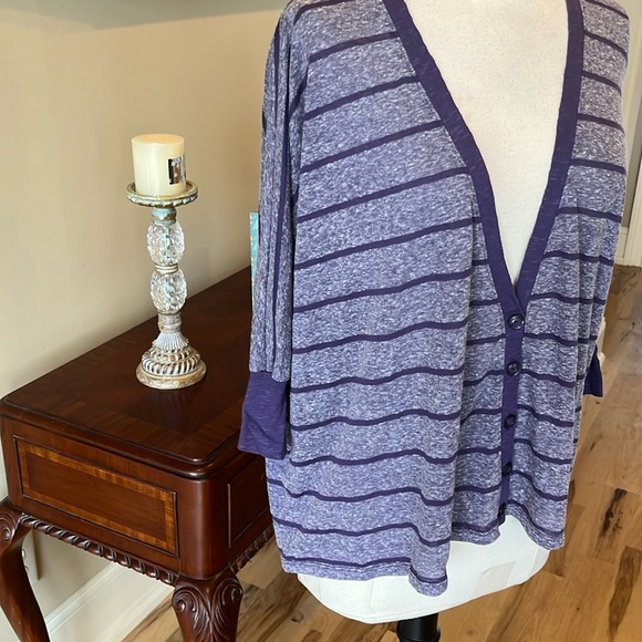 Comfy Decree Purple Stripe Oversized Sweater Cardigan S M L New - Picture 3 of 10
